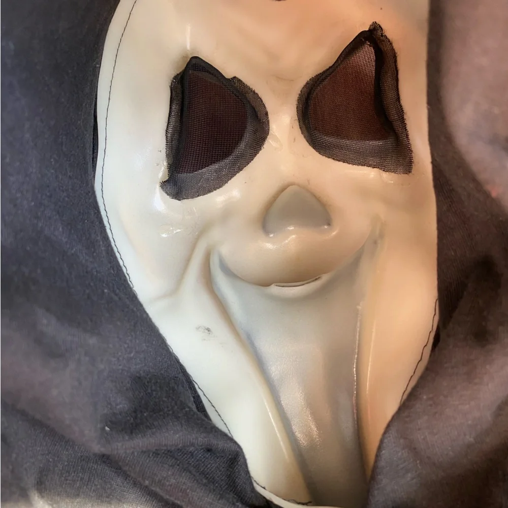 Vintage Scream Cloth Hood Smile Happy Ghost Face Fun World Div